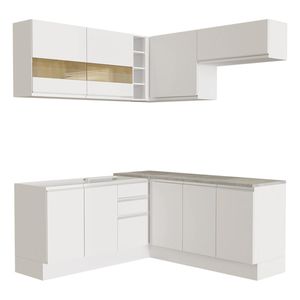 Cocina integral esquinera Madesa 349cm blanco glamy 01