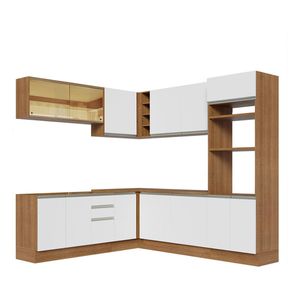 Cocina integral esquinera Madesa 459cm marron blanco glamy 01