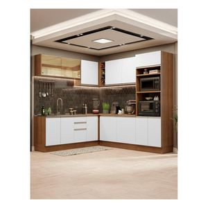 Cocina integral esquinera Madesa 459cm marron blanco glamy 01
