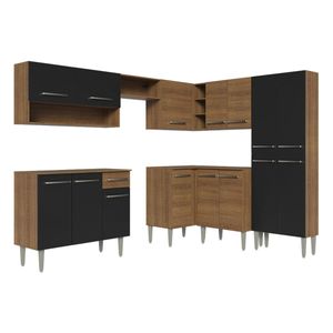 Cocina integral esquinera Madesa 417cm marron negro emilly 02
