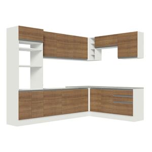 Cocina integral esquinera Madesa 479cm blanco marrón glamy 01
