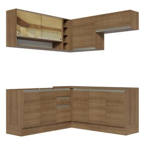 Cocina integral esquinera Madesa 349cm marron glamy 02