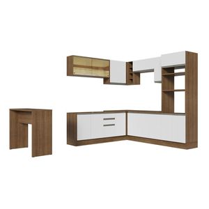 Cocina integral esquinera Madesa 504cm marron blanco glamy 01