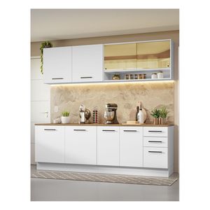Cocina integral Madesa 240 x 60cm blanco marron agata 01