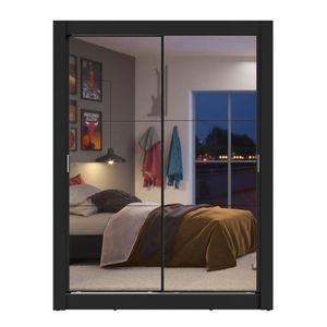 Closet Madesa 2 puertas con 2 espejo 2 cajones negro dallas