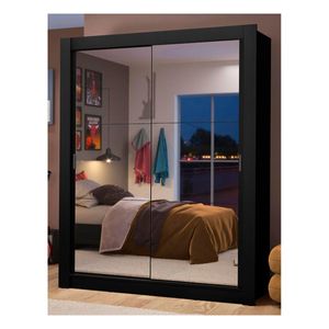 Closet Madesa 2 puertas con 2 espejo 2 cajones negro dallas