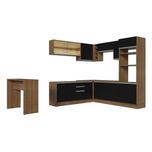 Cocina integral esquinera Madesa 504cm marron negro glamy 01