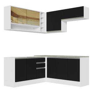 Cocina integral esquinera Madesa 349cm blanco negro glamy 02