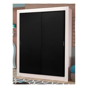 Clóset Madesa 2 puertas correderas 4 cajones blanco negro dallas plus