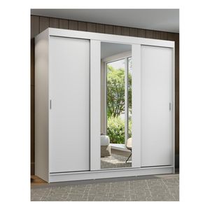 Clóset Madesa 3 puertas corredizas 1 con espejo blanco reno