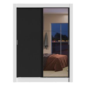 Clóset Madesa 2 puertas correderas con espejo 2 cajones blanco negro dallas