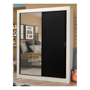 Closet dallas plus 2 puertas correderas con espejo 4 cajones blanco negro dallas plus