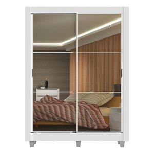 Clóset Madesa 2 puertas corredizas con espejo con pies blanco denver