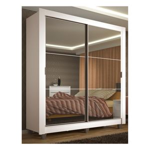 Clóset Madesa 2 puertas corredizas con espejo con pies blanco denver