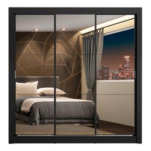Clóset Madesa 3 puertas corredizas con espejo negro monaco