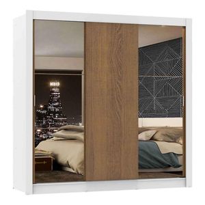 Closet Madesa 3 puertas correderas 2 con espejo blanco marron monaco