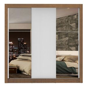 Clóset Madesa 3 puertas corredizas 2 con espejo marron blanco monaco