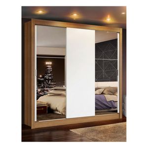 Clóset Madesa 3 puertas corredizas 2 con espejo marron blanco monaco