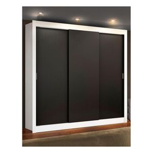 Clóset Madesa 3 puertas corredizas blanco negro monaco