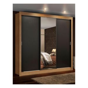 Clóset Madesa 3 puertas corredizas con espejo negro monaco