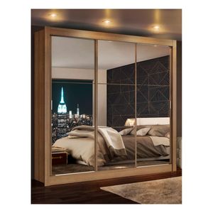 Clóset Madesa 3 puertas corredizas con espejo marron monaco