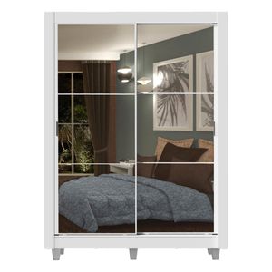 Clóset Madesa 2 puertas correderas con espejo 2 cajones con patas blanco dallas