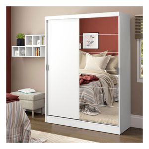 Closet Madesa 2 puertas corredizas 1 puerta con espejo blanco luke