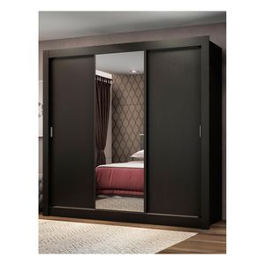 Closet Madesa 3 puertas corredizas 1 con espejo negro monaco