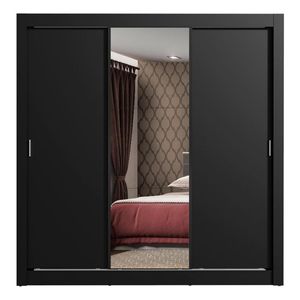 Closet Madesa 3 puertas corredizas 1 con espejo negro monaco