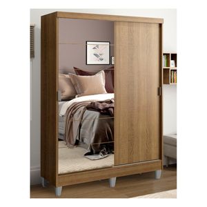 Clóset Madesa 2 puertas corredizas 1 con espejo y pies marron luke