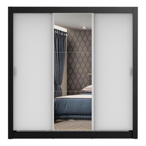 Clóset Madesa 3 puertas corredizas 1 con espejo negro blanco monaco