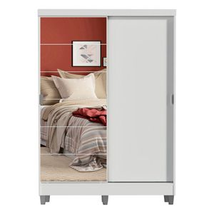 Clóset Madesa 2 puertas corredizas 1 con espejo y pies blanco luke