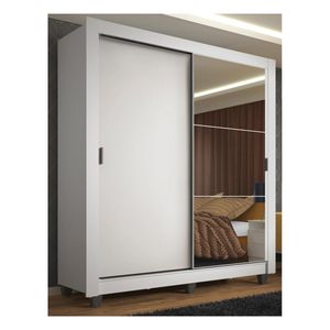 Closet Madesa 2 puertas corredizas con espejo con pies blanco denver