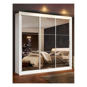 Clóset Madesa 3 puertas corredizas con espejo blanco monaco