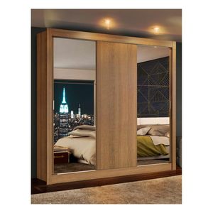 Clóset Madesa 3 puertas corredizas 2 con espejos marron monaco