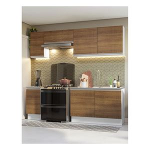 Cocina integral Madesa 240cm blanco marron glamy 10