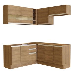 Cocina integral esquinera Madesa 349cm marron glamy 01