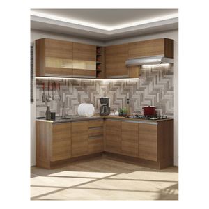 Cocina integral esquinera Madesa 349cm marron glamy 01