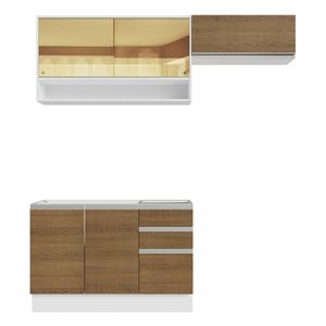 Cocina integral Madesa 200cm sin fregadero blanco marron glamy 08