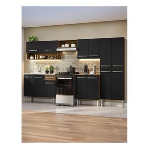 Cocina integral Madesa 293cm con fregadero marron negro emilly 09