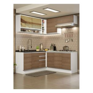 Cocina integral esquinera Madesa 349cm blanco marron glamy 04