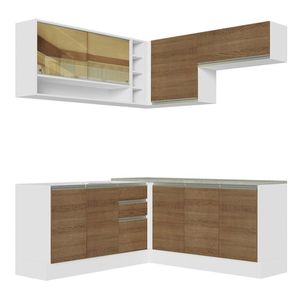 Cocina integral esquinera Madesa 349cm blanco marron glamy 04