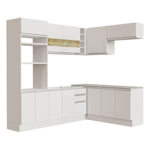 Cocina integral esquinera Madesa 419cm blanco glamy 01