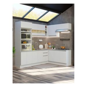 Cocina integral esquinera Madesa 419cm blanco glamy 01