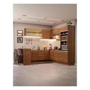 Cocina integral esquinera Madesa 504cm marron glamy 01