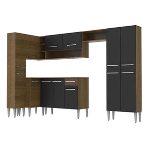 Cocina integral esquinera Madesa 385cm marron negro love emilly 01