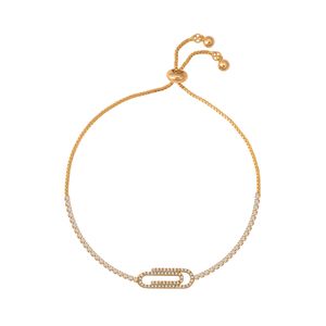 Pulsera Unlimited by ob ajustable con dije de clip zirconia blanca chapa de oro 18K PRILLDRF97