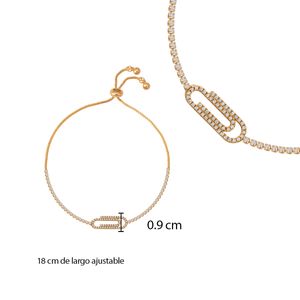 Pulsera Unlimited by ob ajustable con dije de clip zirconia blanca chapa de oro 18K PRILLDRF97