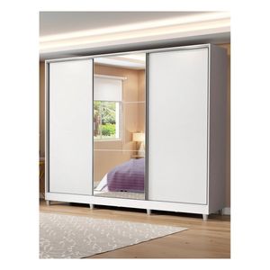 Closet Madesa 3 puertas 1 espejo con pies blanco royale
