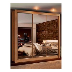 Closet Madesa 3 puertas con 3 espejo 4 cajones marron lyon plus